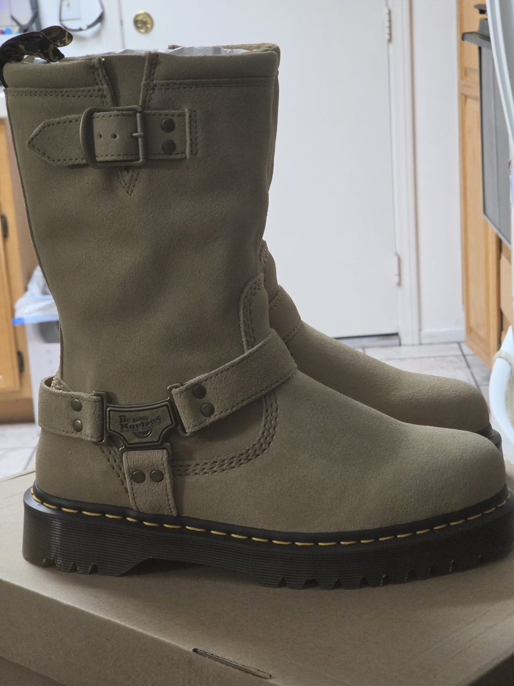 Brand NEW Dr. Martens (Bronx Suede) Anistone HI Biker Boots